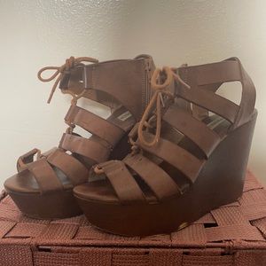 Steve Madden Cognac Wedge Sandals